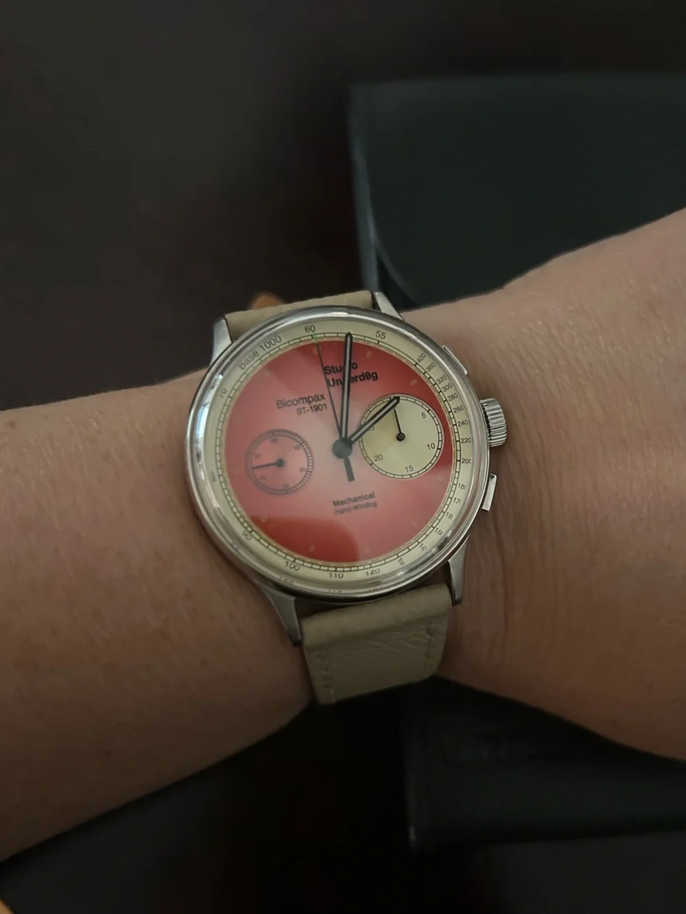 Studio Underd0g “Strawberries n Cream” Wimbledon 39mm watch, unisex.  B&P